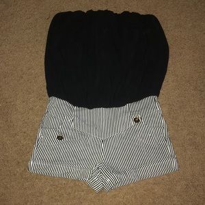Black and white stripped romper